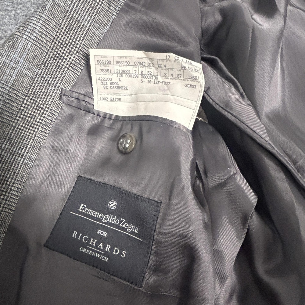 Ermenegildo Zegna Sport Coat Mens 42R Gray Glen Plaid Wool Cashmere 2 Button - Picture 5 of 16